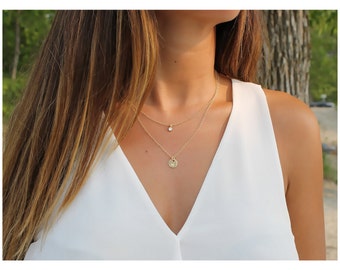 Dainty Layered Set • Gold And Sterling Silver Layered Necklace • Initial Necklace • Personalized Jewelry • Dainty Layered Necklaces • B080