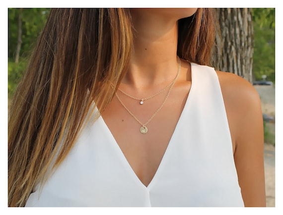 Dainty Layered Set Gold and Sterling Silver Layered Necklace Initial  Necklace Personalized Jewelry Dainty Layered Necklaces B080 - Etsy