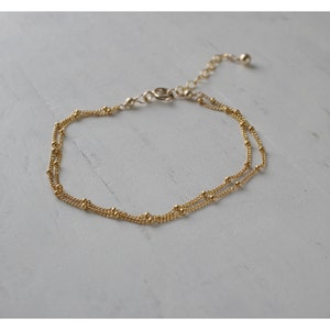 14K Gold Filled Beaded Satellite Chain Bracelet