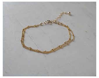 Gold Beaded Bracelet • Satellite Chain Bracelet • 14K Gold Filled Bracelet • Gold Bead Bracelet • Bead Bracelet • Dainty Gold Bracelet •B154