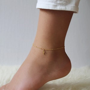 Gold Anklet Silver Anklet Anklet Bracelet Cross Charm Satellite Anklet Anklets Cross Anklet B275 image 4