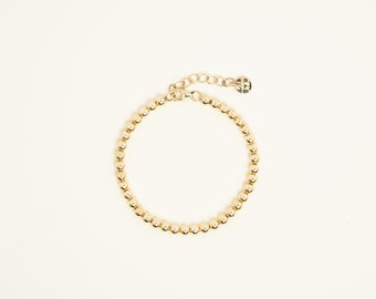 14K Massivgold 4 mm Perlenarmband • Dicke Wand 14K Massivgoldperlenarmband • Beaucoupdebeads • B312