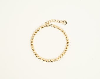 14K Solid Gold 4mm Beaded Bracelet • Heavy Wall 14K Solid Gold Beaded Bracelet • Beaucoupdebeads • B312