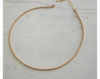 Dainty Gold Bead Necklace • 14K Gold Fill Ball Necklace • Sterling Silver Bead Necklace • Small Gold Beads Necklace • Beaucoupdebeads • B010