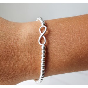 Sterling Silver Infinity Bracelet Cancer Ribbon charm Infinity Bracelet Cancer Charm Personalized Infinity Bracelet B041 image 3