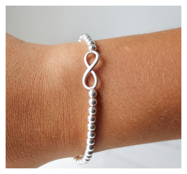 Sterling Silver Infinity Bracelet Cancer Ribbon charm Infinity Bracelet Cancer Charm Personalized Infinity Bracelet B041 image 3