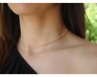 Gold Beaded Necklace • Dainty 2mm 14K Gold Filled Beaded Necklace • Gold Beaded choker • Gold Beaded Necklace • Anniversary Gift • B261