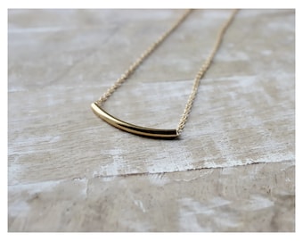 14K Gold Filled Tube Necklace • Gold Tube Necklace • Dainty Tube Necklace • Friends Gift • Birthday Gift • Floating Tube Necklace • B206