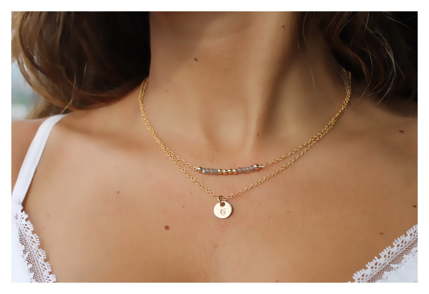 Gold Halskette • Gold Initial Halskette • Personalisierter Schmuck • Gold Filled • Labradorit 14k Gold Filled Halskette • B126