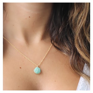 Gold Turquoise Necklace • Druzy Jewelry • Turquoise Pendant • 14K Gold Filled Gold Necklace • Turquoise Druzy Necklace • B177