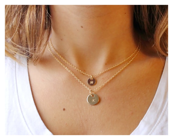 Initial Necklace Set Gold Filled or Sterling Silver Necklace Layered Jewelry Set of 2 Beaucoupdebeads B210 Etsy