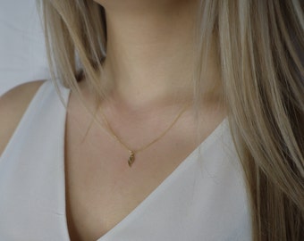 Dainty 14K Solid Gold Angel Wing Necklace: Petite Charm