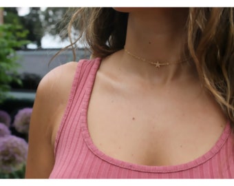 Gold Star Choker • Dainty Gold Choker • Layering Necklace • 14K Gold Filled Star Choker • Gift For Teen • Layered Choker for Women • B241