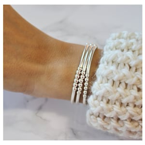 Gold or Silver Beaded Tube Bracelet Set • Stretch bracelet • Tube Beaded Bracelet  • Gift For Her • Set of 3  •  Beaucoupdebeads • B255