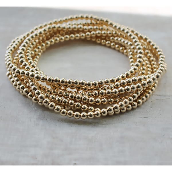 Gold Bracelet Set • 14K Gold Filled • Stackable Bracelets • 14K Gold Filled • Gold Stretch Bracelet • For you Gift• B242