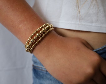 14K Gold Filled Beaded Bracelet: Delicate Stacking Bracelet • B341
