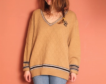 Pull laine tricoté ocre (TL)