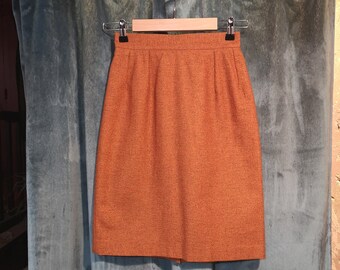 Jupe tailleur laine orange 80's (TS)