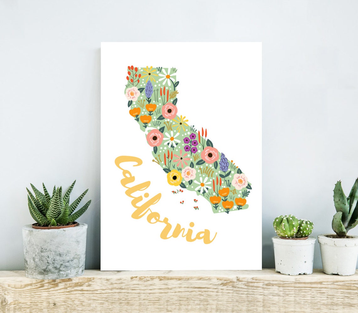 California Wall Art Framed California Gift California Map Etsy