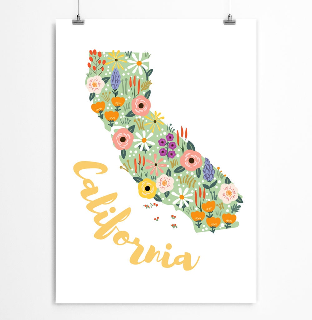 California Wall Art Framed California Gift California Map Etsy