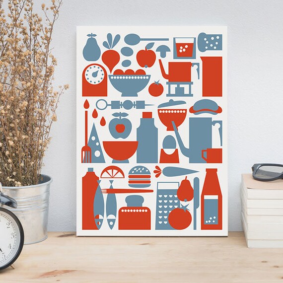 Items similar to Kitchen love print, Scandinavian design, Kitchen print