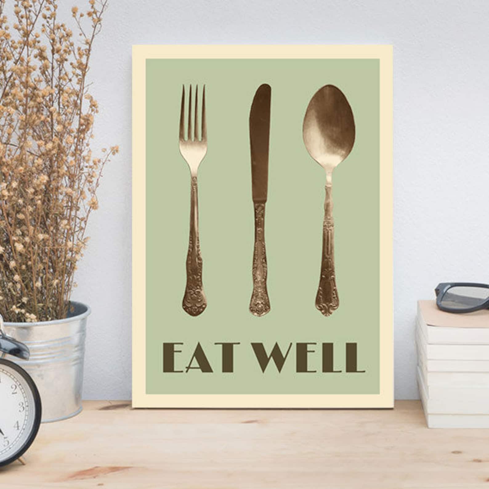 Fork Spoon Wall Art Framed Kitchen Prints Retro Kitchen Wall Etsy