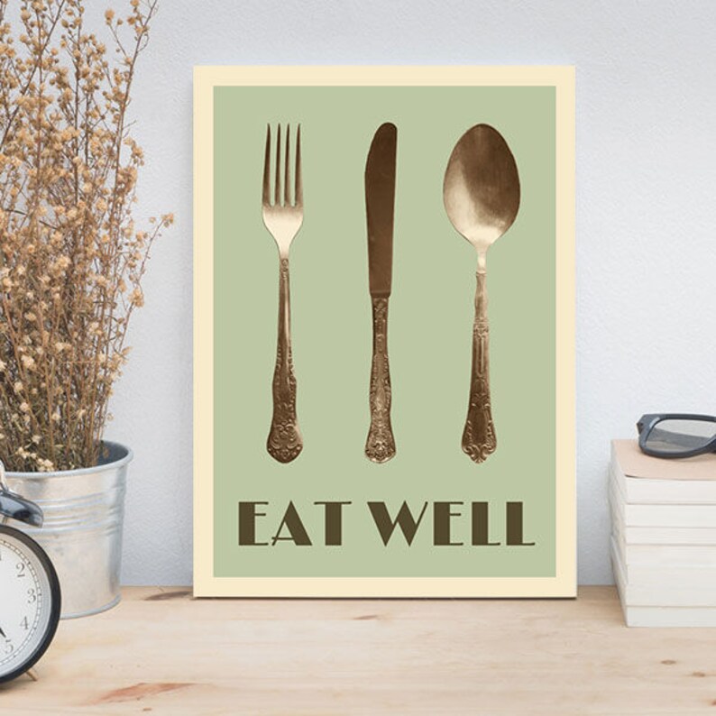 Fork Spoon Wall Art Framed Kitchen Prints Retro Kitchen Wall Etsy