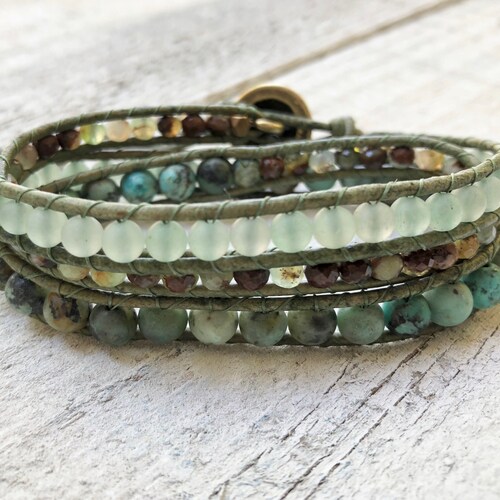 Jade shops Wrap Bracelet - Triple Wrap Bracelet - Jade Bracelet - Quartz Bracelet - Jasper Bracelet - Women's Jewelry - Girlfriend's Gift