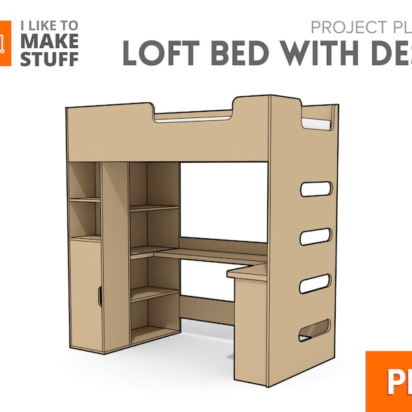 Loft Bed with Desk — Digital Plans