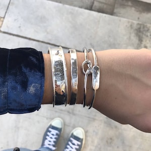 Combo of 4 Bracelets / Silver Statement Cuff Bracelet Set / Silver Plated Brass / Stacked Bracelets / Layered Bracelets