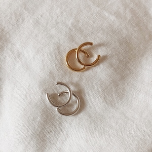 Small Ear Cuff Earrings / Gold or Silver plated Brass / Ear Cuffs / Huggies / Boho Hoop Earrings / No Piercing