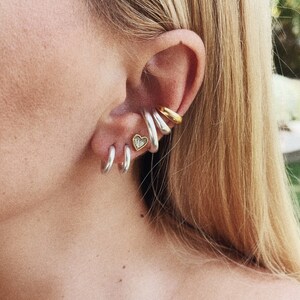 Small Ear Cuff Earrings / Gold or Silver plated Brass / Ear Cuffs / Huggies / Boho Hoop Earrings / No Piercing image 2