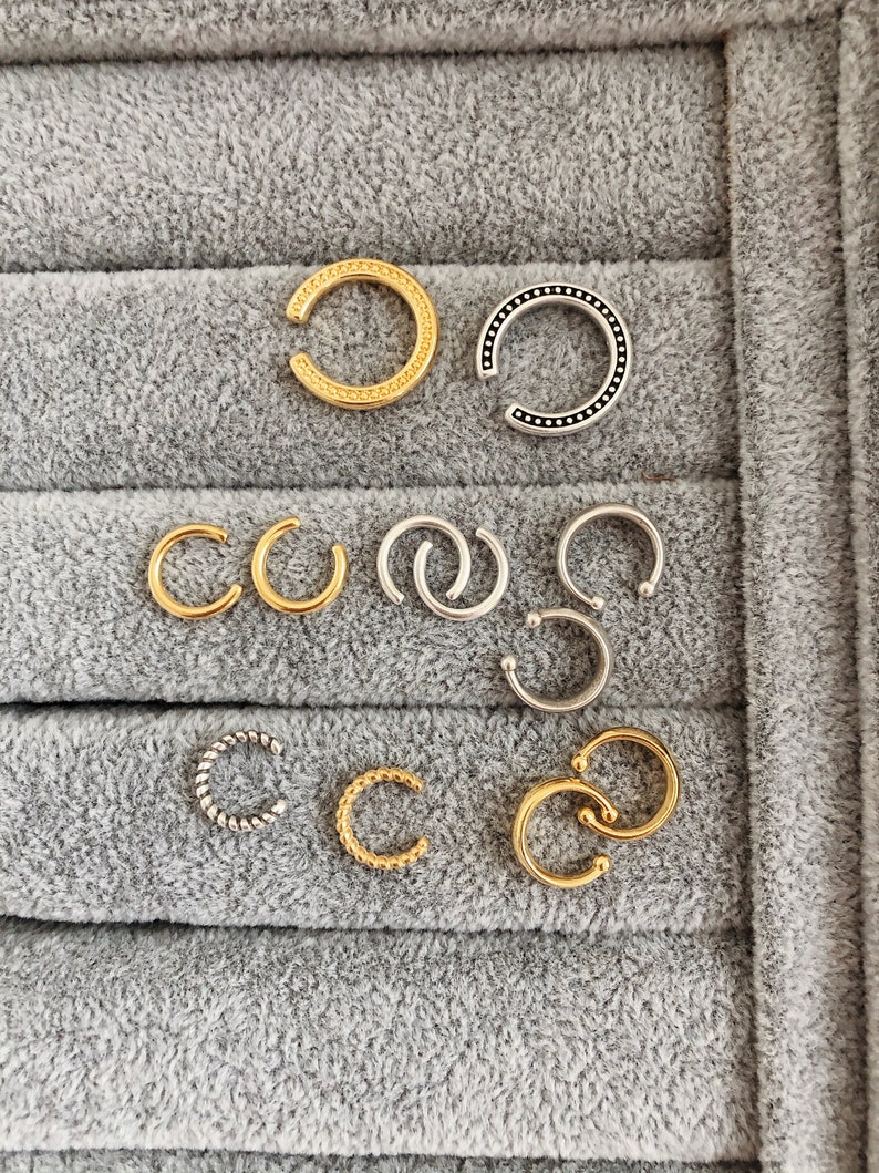 Small Ear Cuff Earrings / Gold or Silver plated Brass / Ear Cuffs / Huggies / Boho Hoop Earrings / No Piercing image 4
