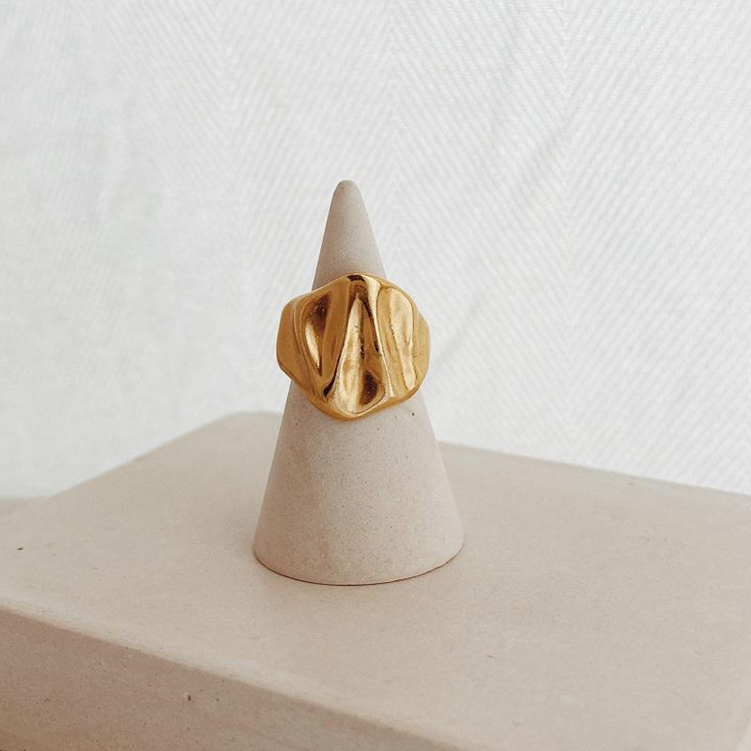 Gold Chunky Ring • Wavy Ring • Adjustable Ring • Statement Rings ...