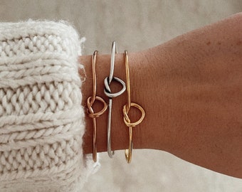 Knot Bracelets / Bangle Cuff Bracelets / Gold, Rose Gold Silver Plated Brass / Stacked Bracelets