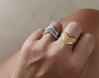 Janis Gold Ring • Adjustable Ring • Statement Rings • Stacking Ring • Gold/Silver Plated Brass Ring