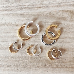 Small Ear Cuff Earrings / Gold or Silver plated Brass / Ear Cuffs / Huggies / Boho Hoop Earrings / No Piercing image 10