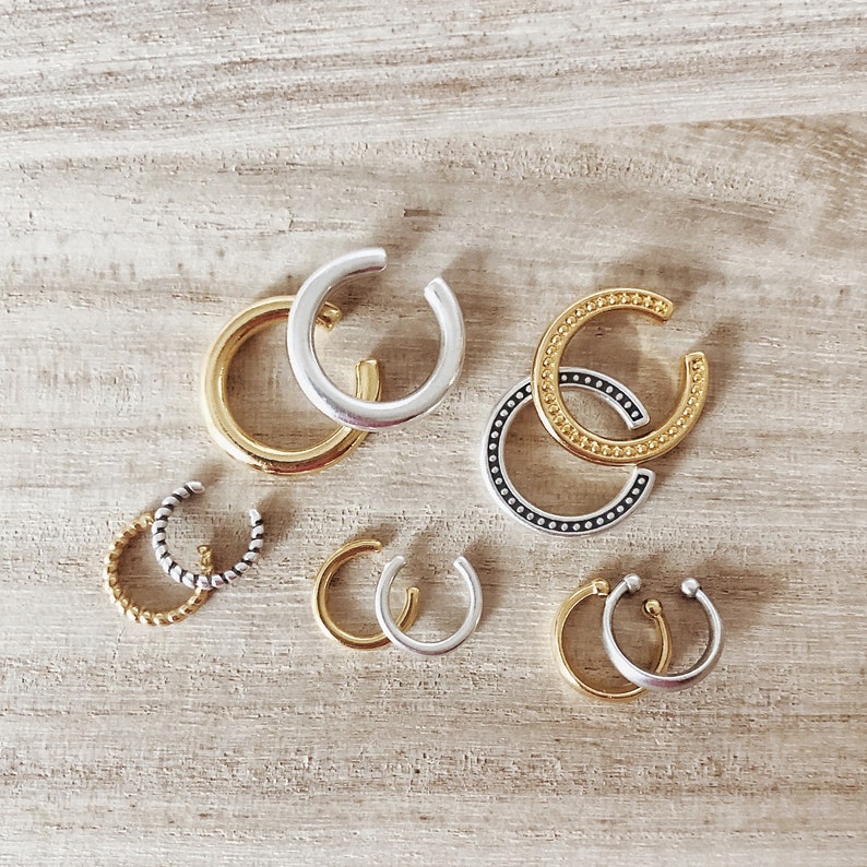 Small Ear Cuff Earrings / Gold or Silver plated Brass / Ear Cuffs / Huggies / Boho Hoop Earrings / No Piercing image 10