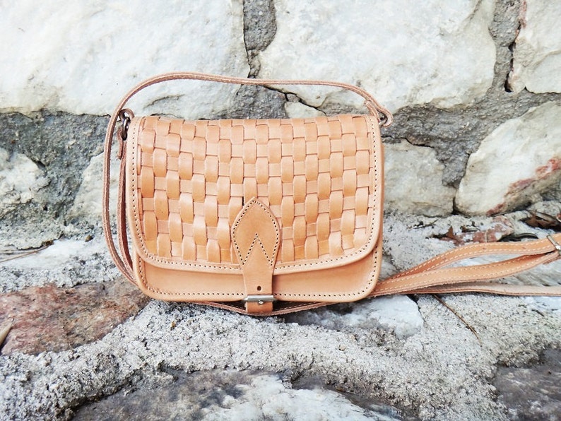 Crossbody or shoulder leather bag for women Leather saddle bag Handmade in Greece