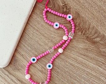 Beaded Phone Strap - "Pink Marshmallow " - Phone Wristlet Charm - Mobile Accessories - Phone Jewelry - Gift Idea