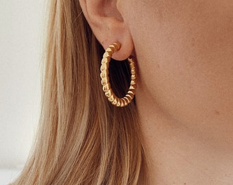 Julie Hoop Earrings / Gold Plated Brass / Silver Plated Brass / Fashion Hoop Earrings / Boho Gold Jewelry