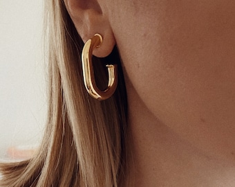Chiara Hoop Earrings / Gold Plated Brass / Silver Plated Brass / Fashion Hoop Earrings / Boho Gold Jewelry