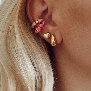 Tropical Sunset Ear Cuff Set / Stud Earrings / Ear Cuffs / Huggies / 24K Gold Plated