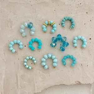 Turquoise Crystal Ear Cuff Earrings / Beaded ear cuffs / Bridesmaids Gifts / Ear Cuffs / Huggies / No Piercing