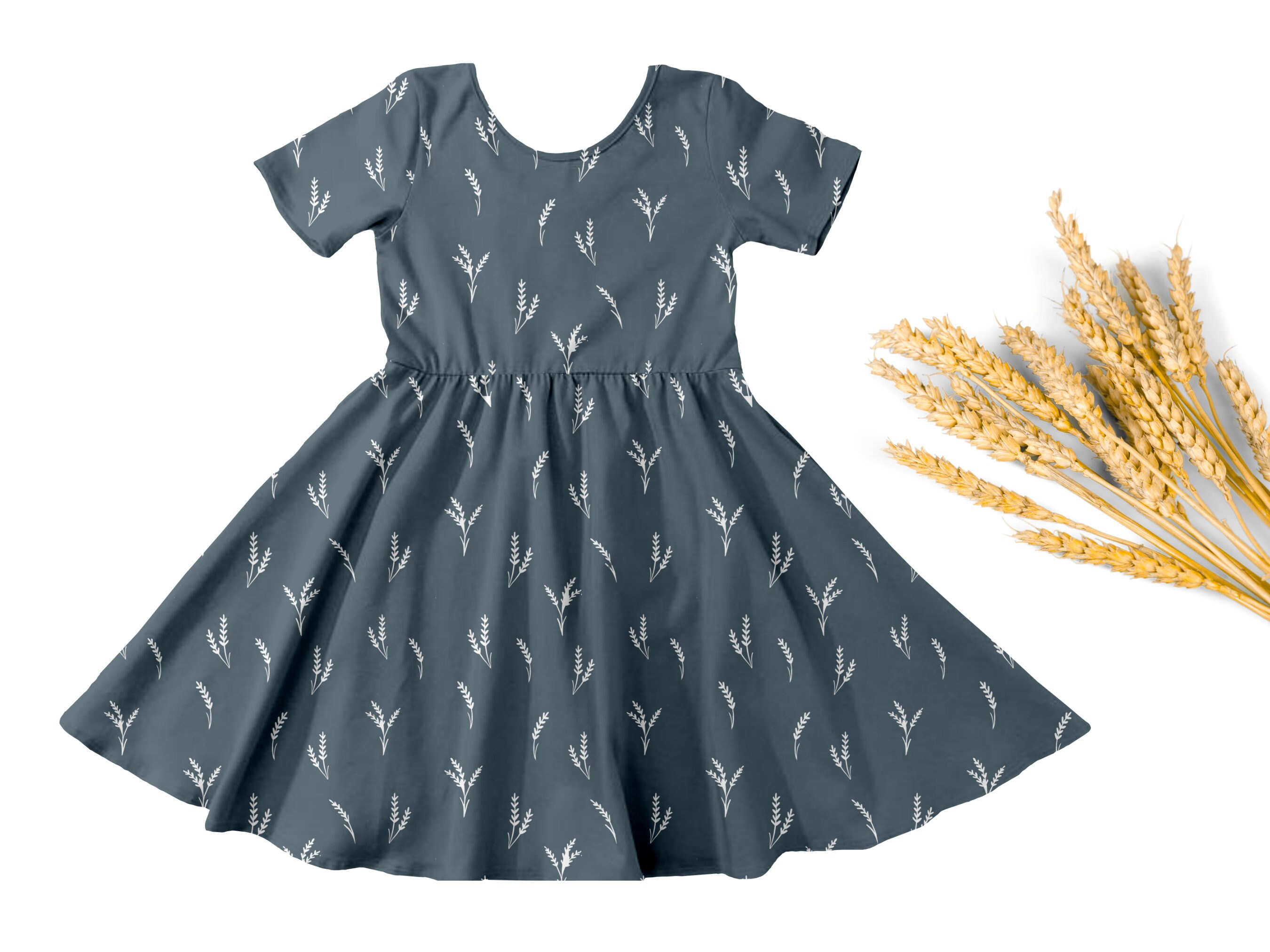 Dusty Blue Seamless Pattern Seamless File Repeat Wheat Evening - Etsy