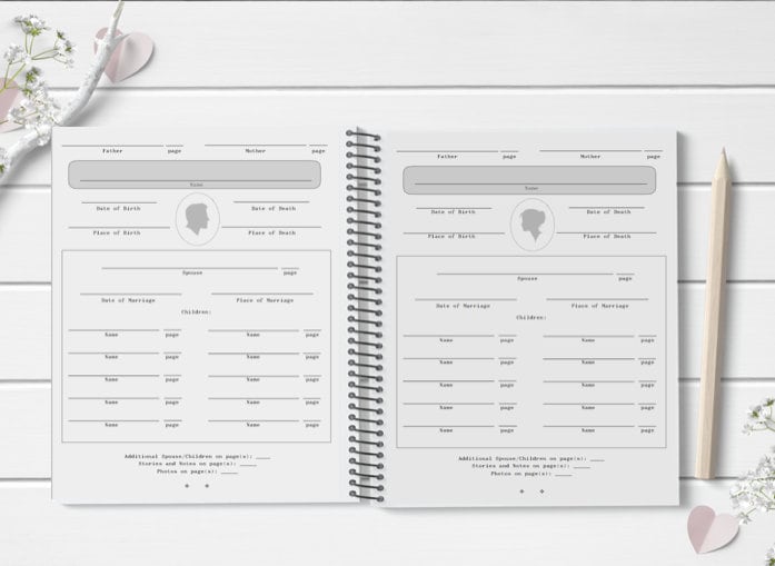 family history pages genealogy sheets worksheets etsy