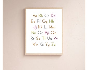 Minimal Alphabet Print Poster Download and Print Downloadable Alphabet Chart Nursery Art Printable ABC's Kids Room Decor 16x20 8x10 4x5