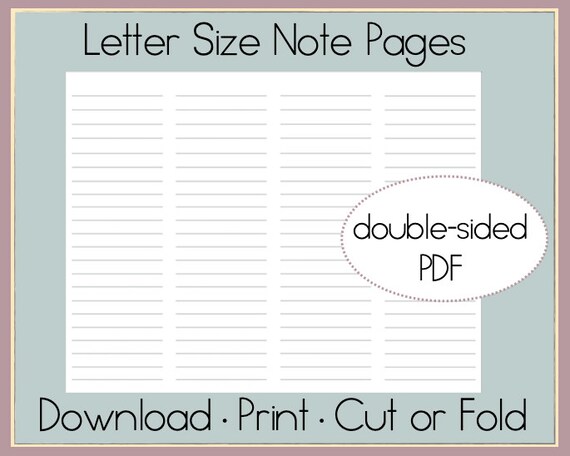 Printable Note Paper Lined Paper Download and Print Four | Etsy