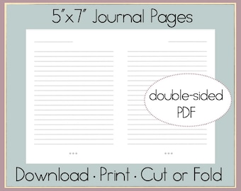 5x7 Lined Paper Instant Download | Digital Lined Paper | Journal Pages | Lined Journal Pages | Printable Lined Paper | Lined Pages Print