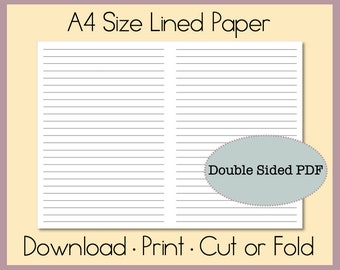 Lined Paper Digital | Lined Paper Printable | Lined Pages Download | A4 Size Pages | Foldable Journal Pages | A4 Notebook Pages